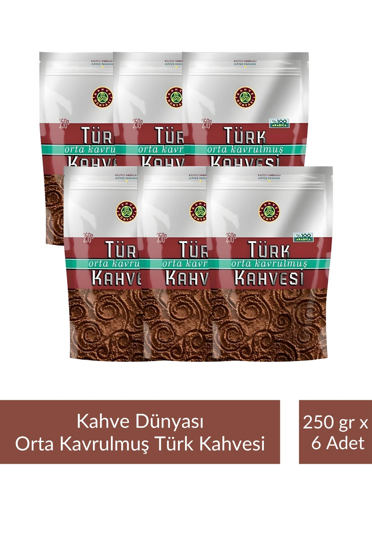 Kahve Dünyası Zıpper Türk Kahvesi Orta Kavrulmuş 250 gr x 6 Adet