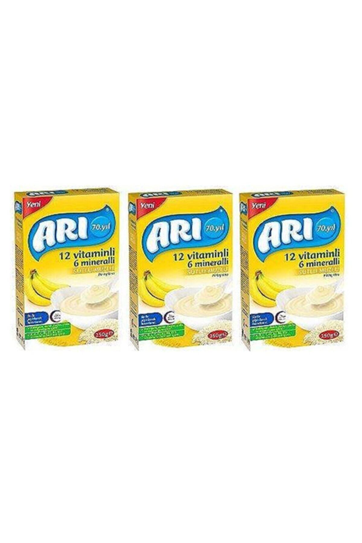 12 Vitaminli 6 Mineralli Sütlü Muzlu Pirinç Unu Bebek Maması 250 gr 3 Lü