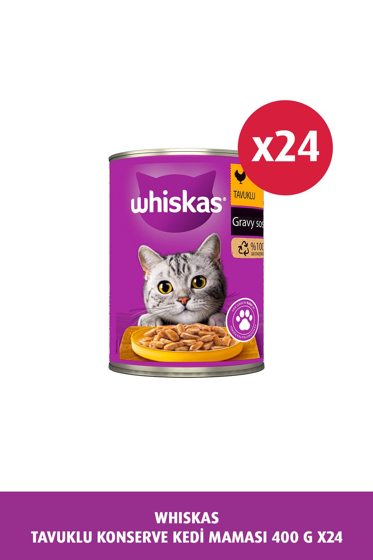 Whiskas Tavuklu Konserve Kedi Maması 400 gr x 24 Adet