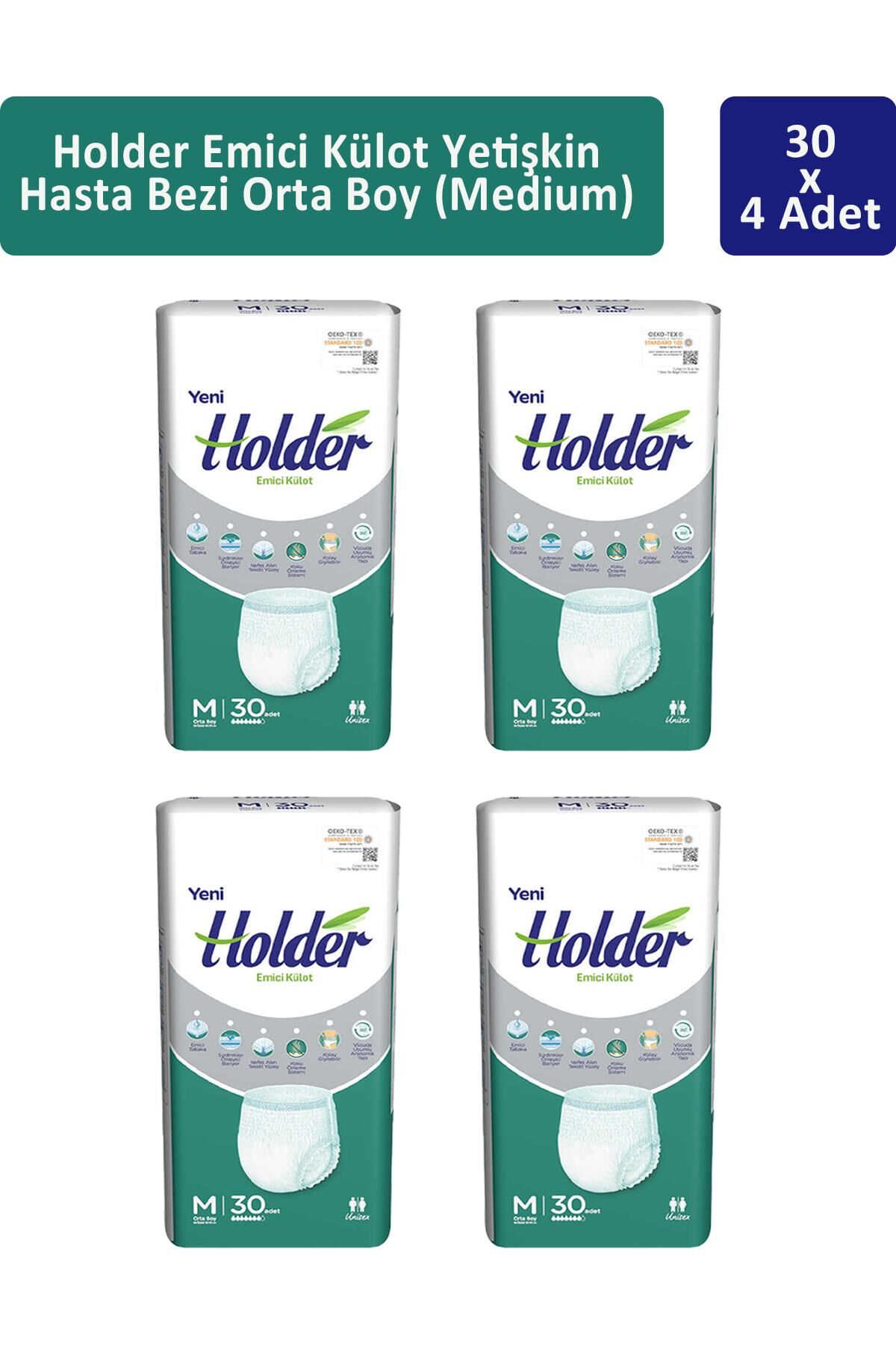Holder Emici Külot Yetişkin Hasta Bezi Orta Boy ( Medium ) 30 x 4 Adet