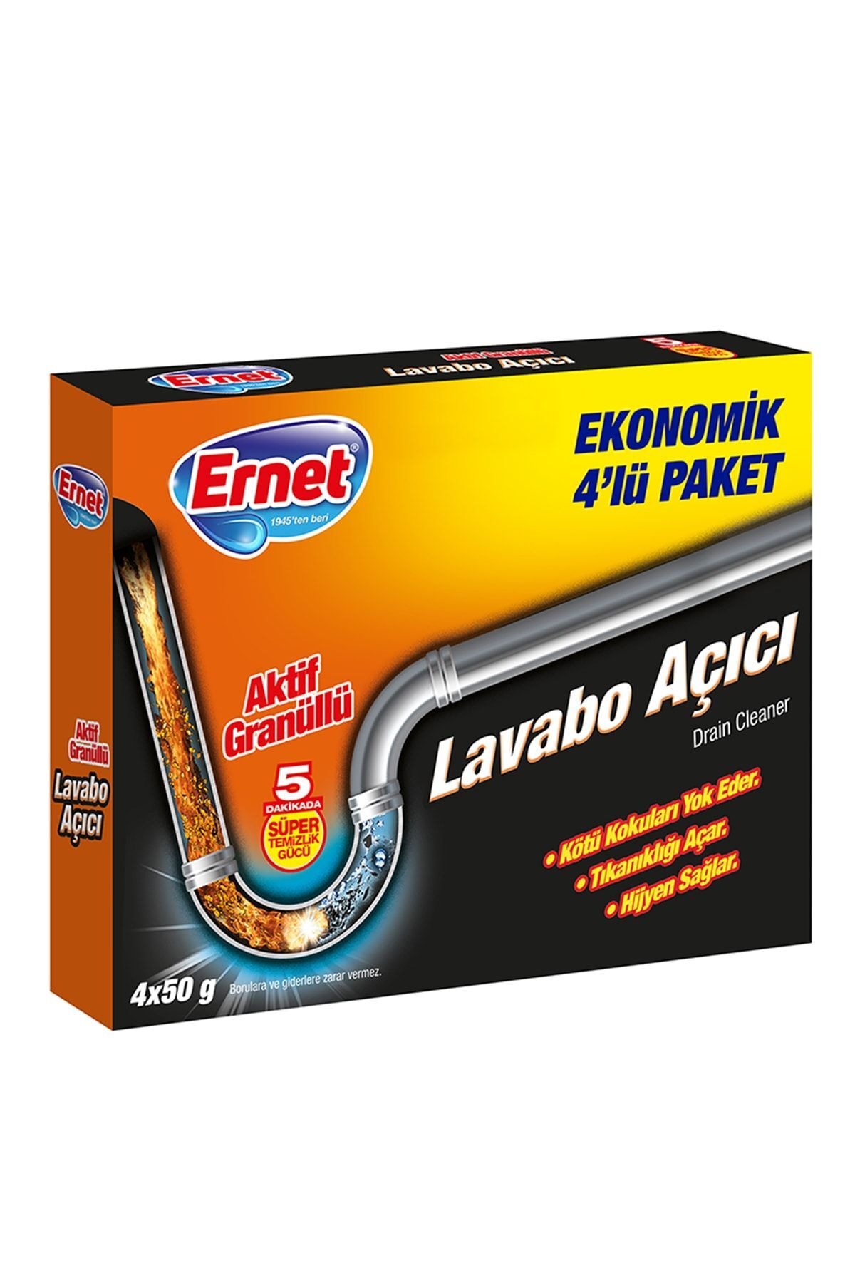 Ernet Aktif Granüllü Lavabo Açıcı 4X50g 4lü Eko pk
