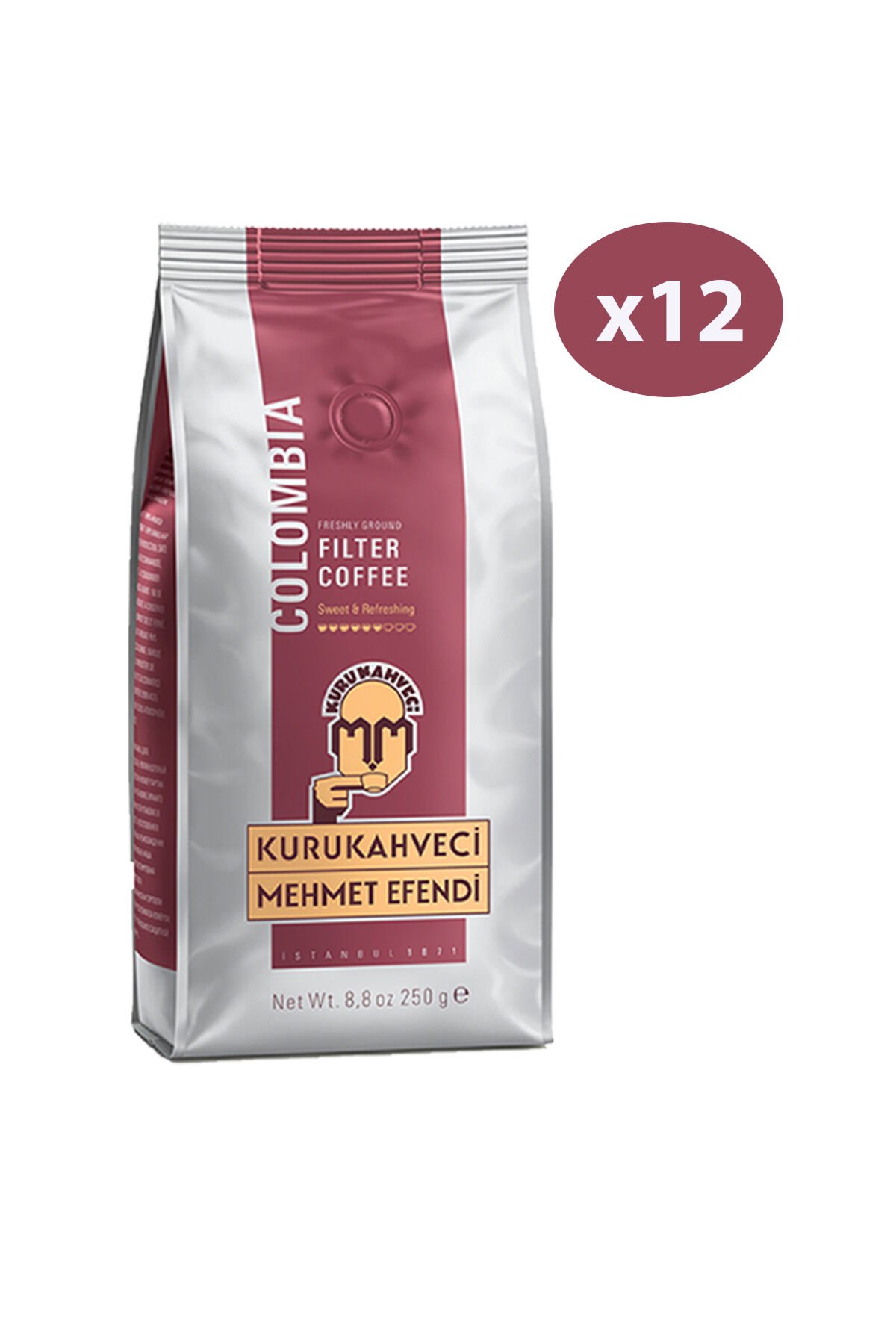 Mehmet Efendi Kurukahveci Colombian Filtre Kahve 250 gr x 12 Adet