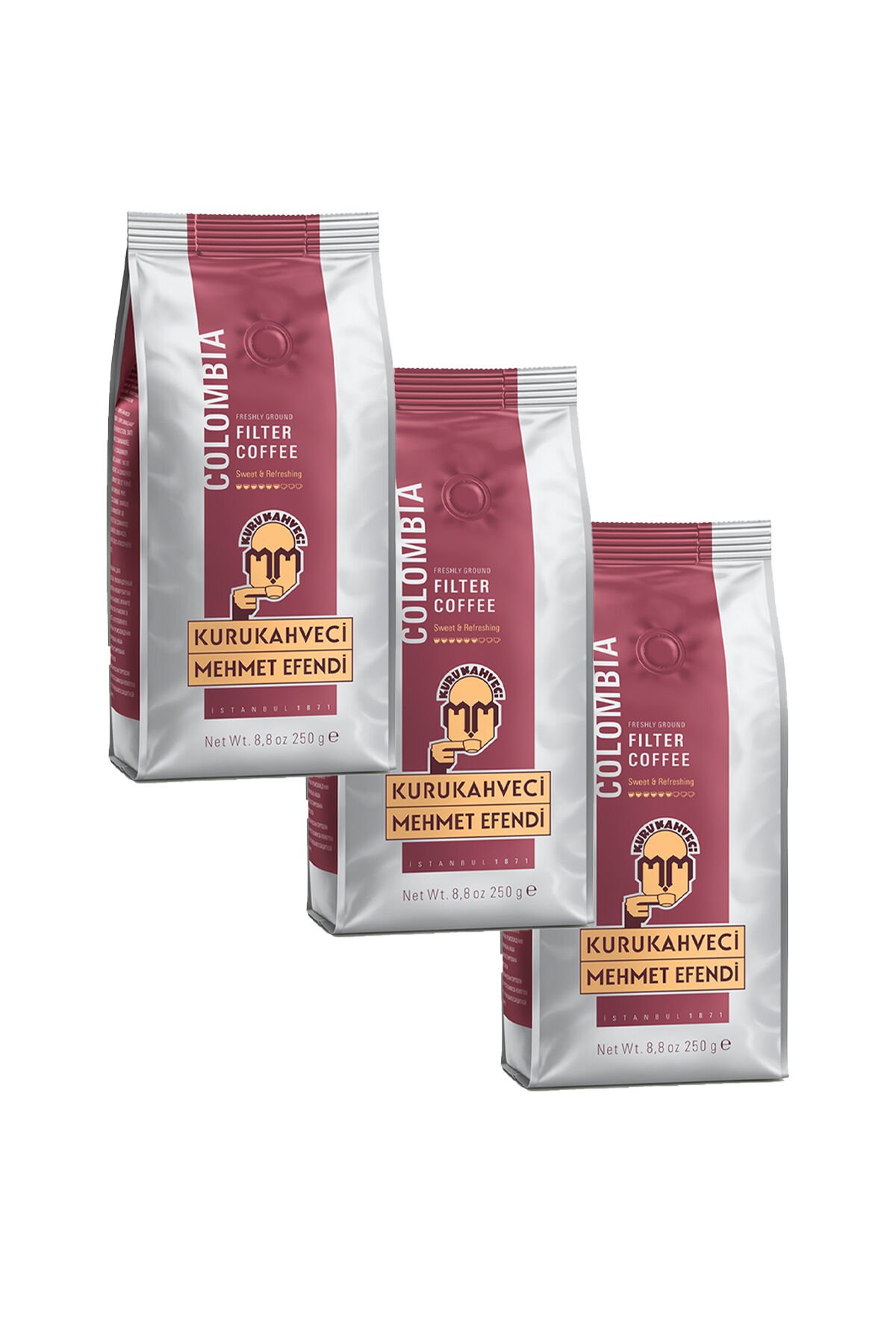 Mehmet Efendi Kurukahveci Colombian Filtre Kahve 250 gr x 3 Adet