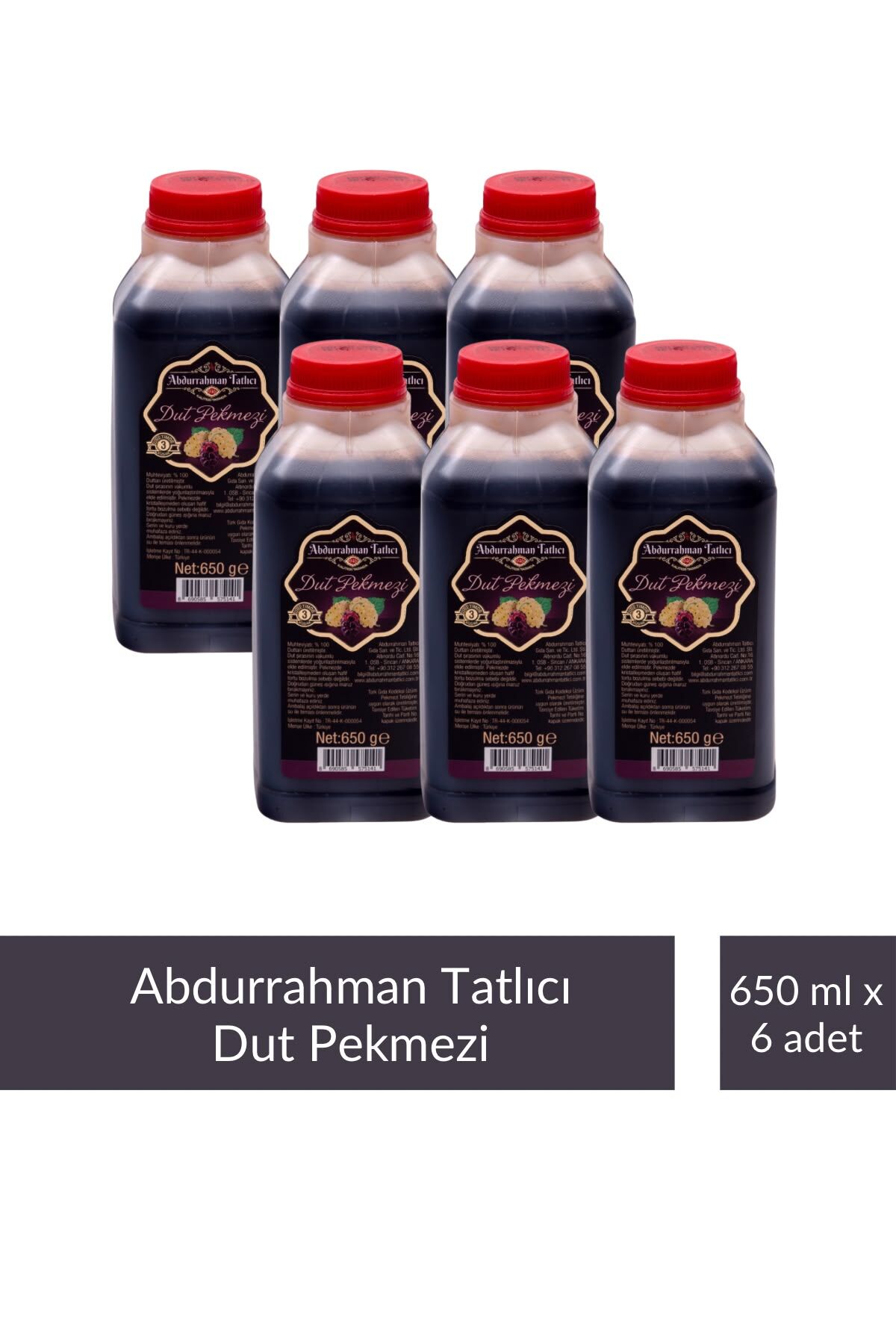 ABDURRAHMAN TATLICI DUT PEKMEZİ 650 GR x 6 ADET