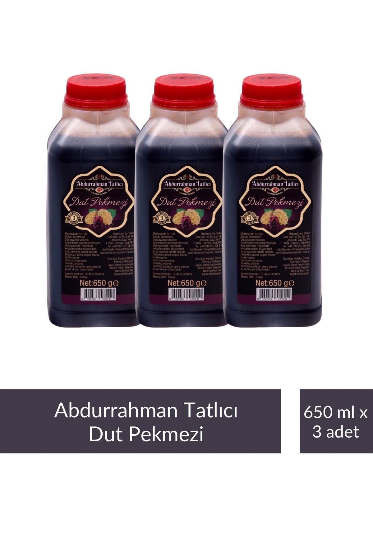 ABDURRAHMAN TATLICI DUT PEKMEZİ 650 GR x 3 ADET