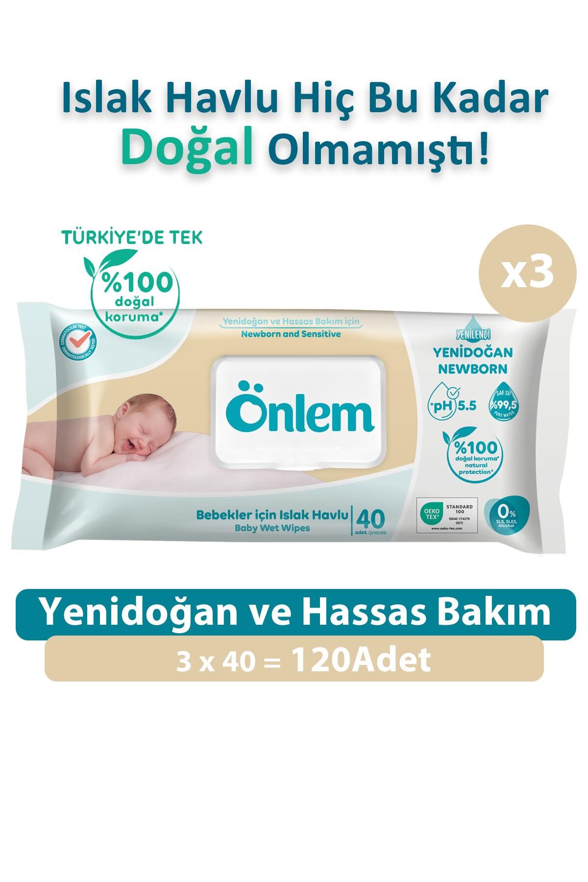 Yenidoğan ve Hassas Bakım Islak Havlu 3 x 40 ( 120 Adet )
