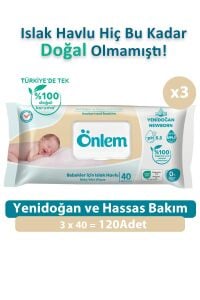 Yenidoğan ve Hassas Bakım Islak Havlu 3 x 40 ( 120 Adet )