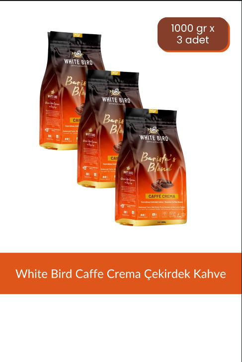 White Bird Caffe Crema Çekirdek Kahve 1 kg x 3 Adet