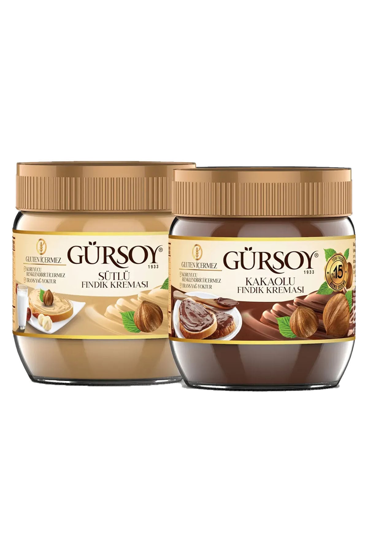 Gürsoy Sütlü Fındık Kreması 400 Gr & Kakaolu Fındık Kreması 400 Gr