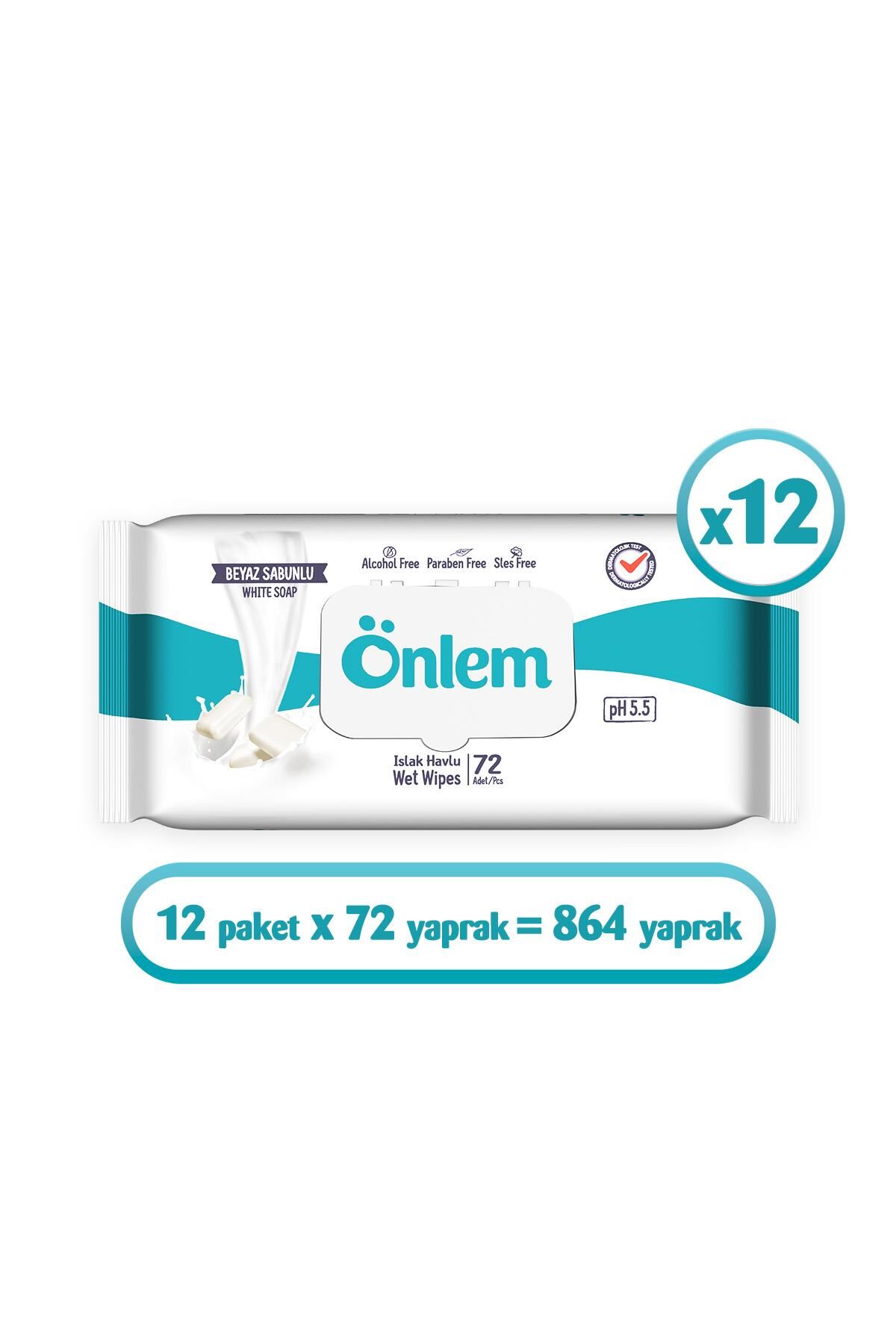 Önlem Beyaz Sabunlu Islak Mendil 72li x 12 Adet