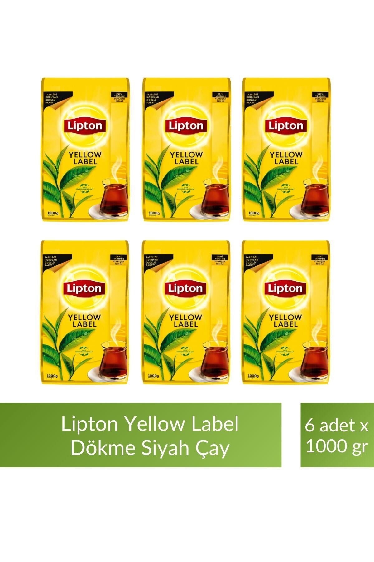 Lipton Yellow Label Dökme Siyah Çay 1000 gr x 6 Adet