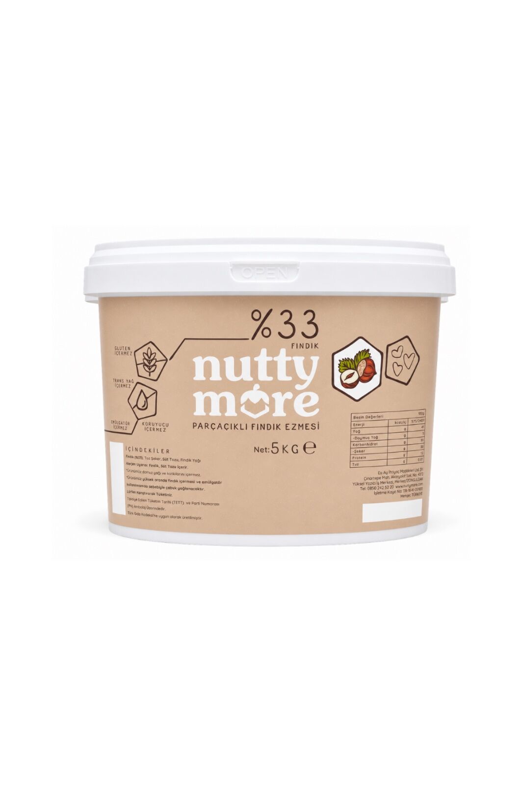 Nuttymore BEYAZ Parçacıklı Fındık Ezmesi 5 kg
