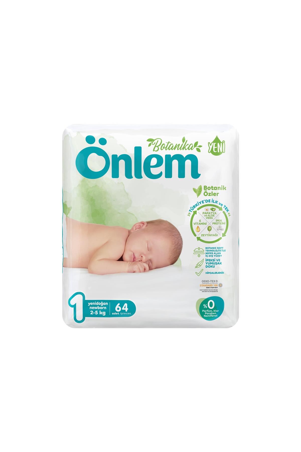 Önlem Botanika 1 Numara Yenidoğan Bebek Bezi Jumbo Paket 64 Adet (2 - 5 kg)