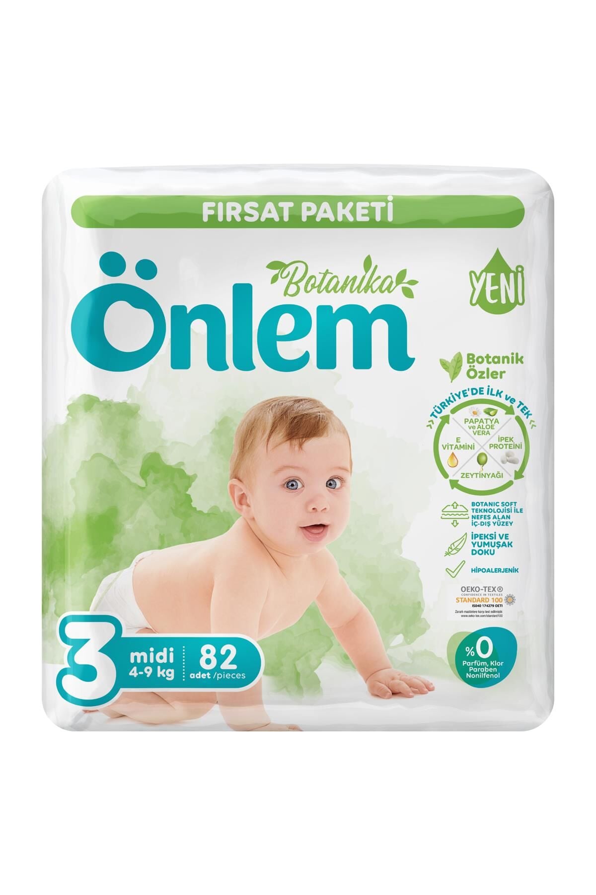 Önlem Botanika 3 Numara Midi Bebek Bezi Fırsat Paketi 82 Adet (4-9 kg)