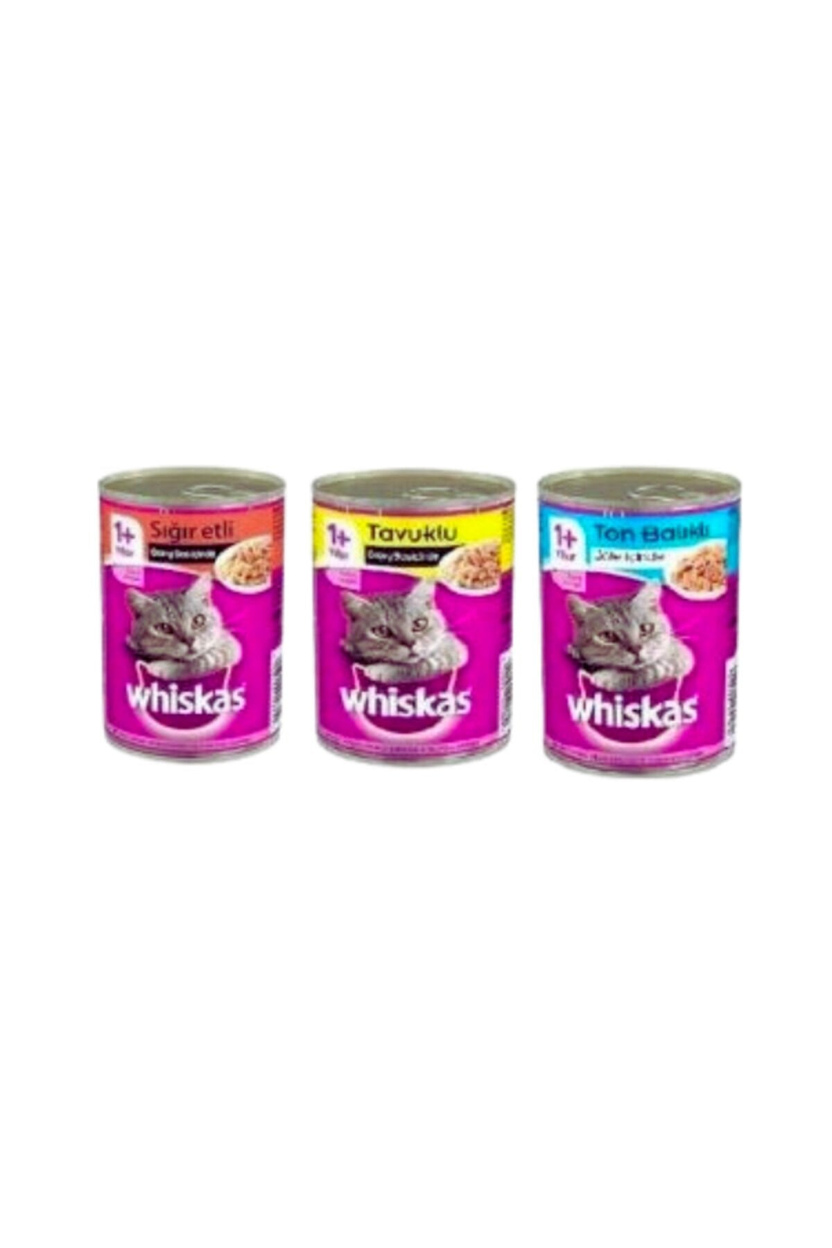 Whiskas Tavuklu 400 gr x 8 Adet, Ton Balıklı 400 gr x 8 Adet, Sığırlı 400 gr x 8 Adet Yetişkin Konserve Kedi Maması
