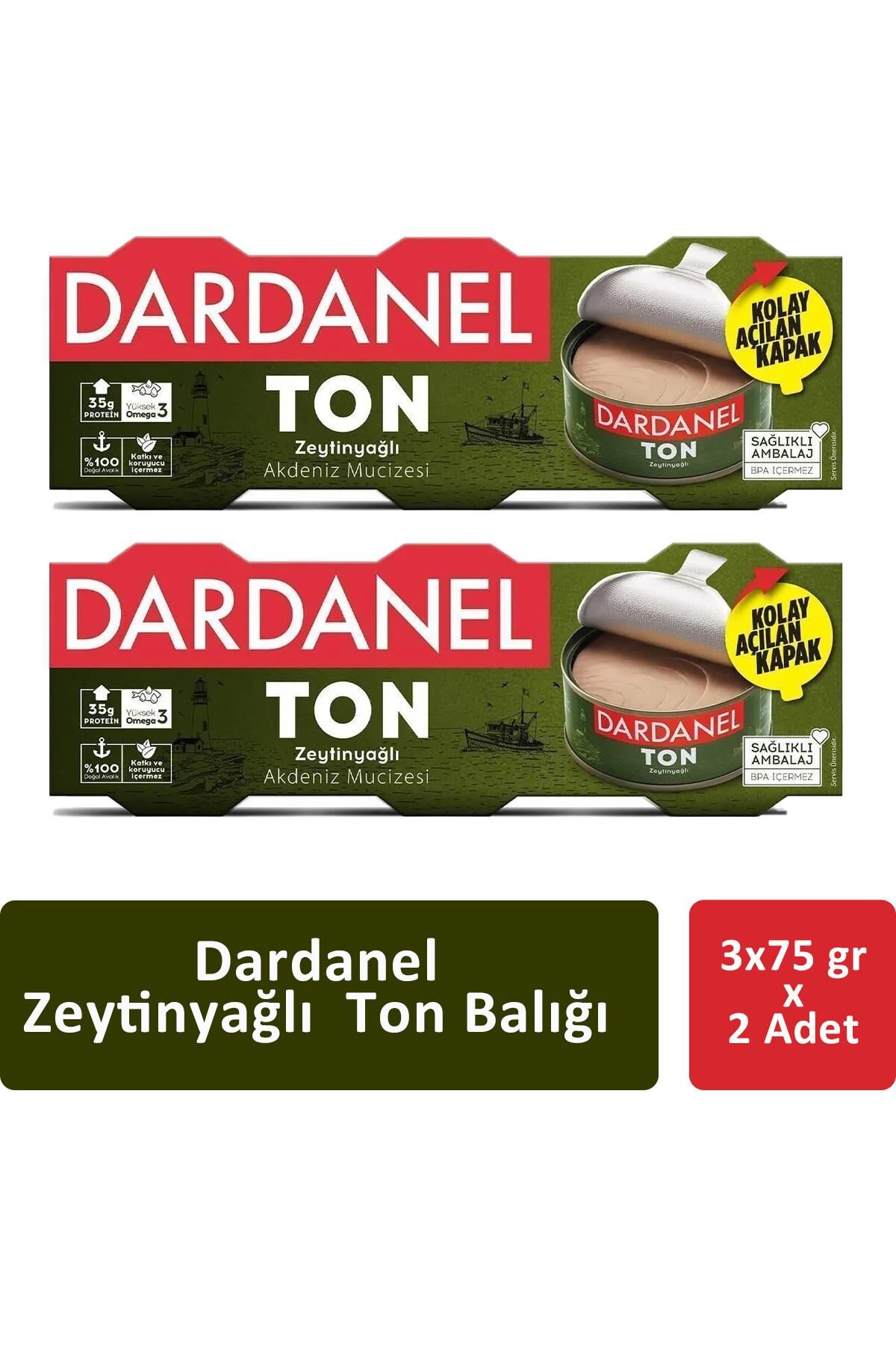 Dardanel Zeytinyağlı Ton Balığı 3 x 75 gr x 2 Adet