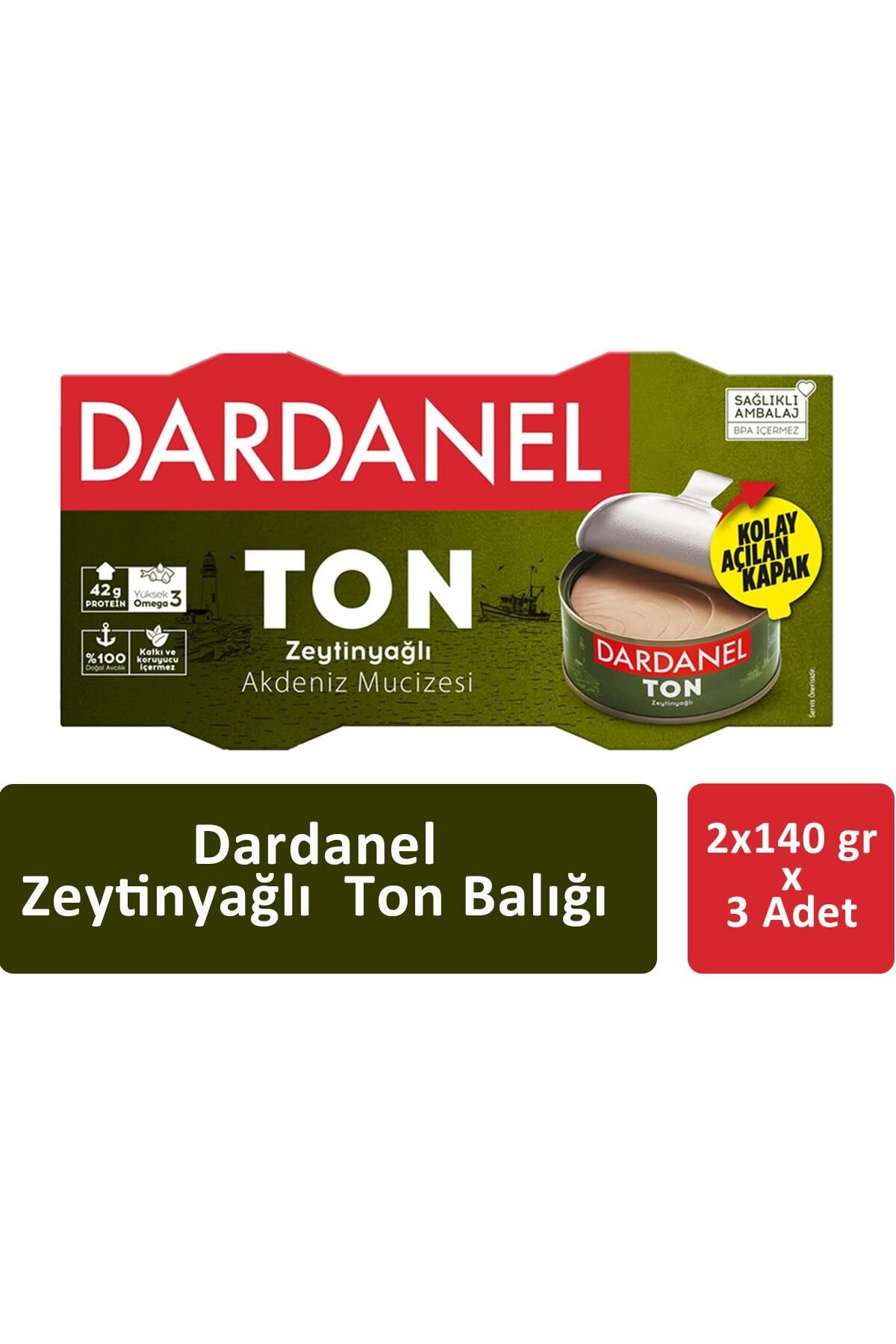 Dardanel Zeytinyağlı Ton Balığı 2 x 140 gr  x 3 Adet