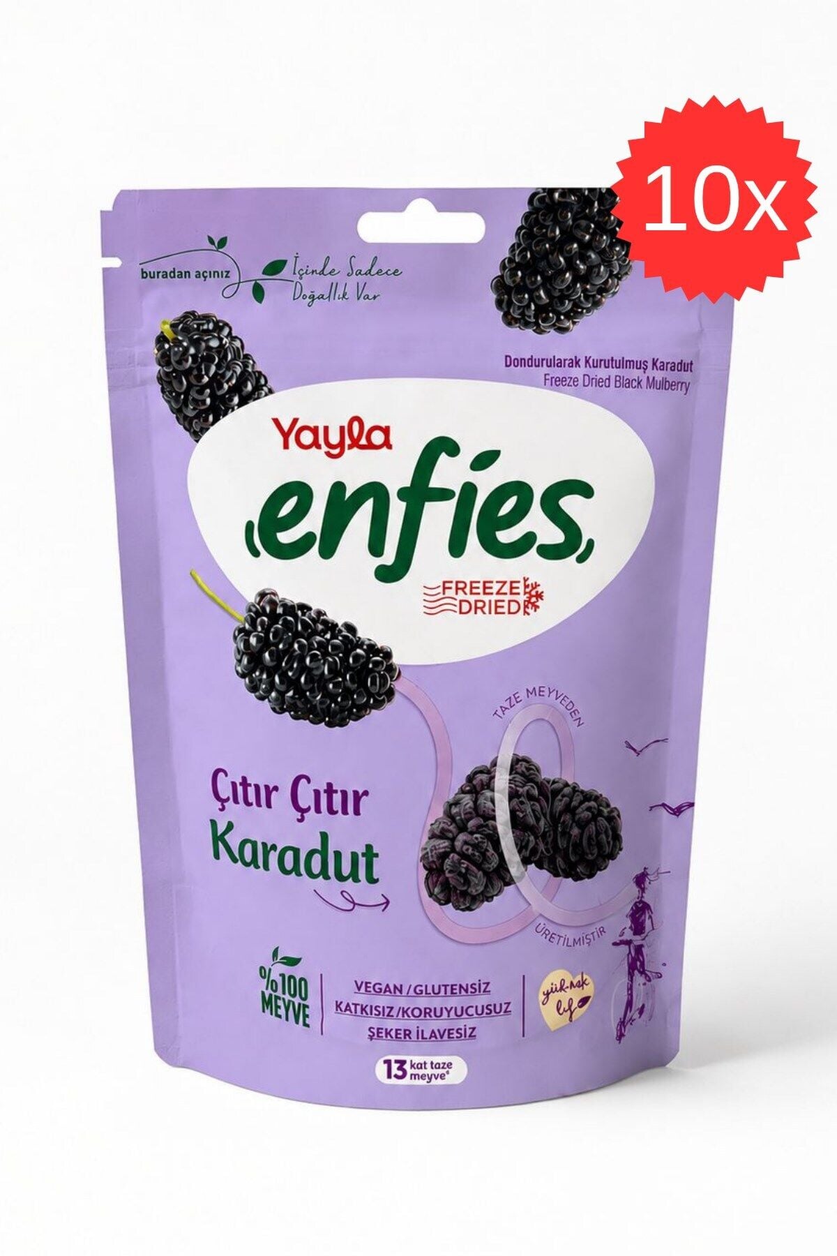 Yayla Freeze Dried Çıtır Çıtır Karadut 15 gr x 10 Adet