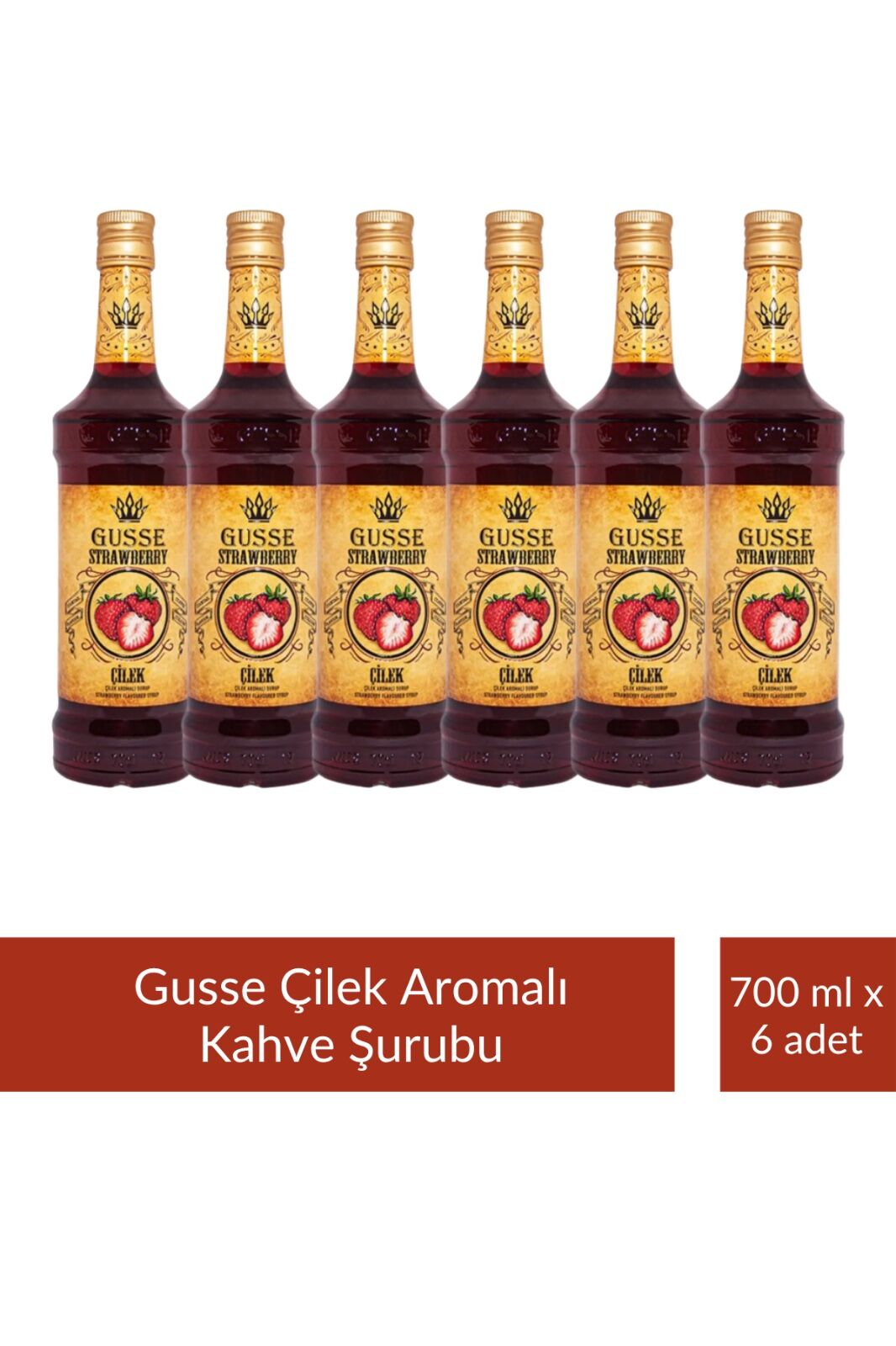Gusse Çilek Strawberry Aromalı Kokteyl Şurubu 700 ml x 6 Adet