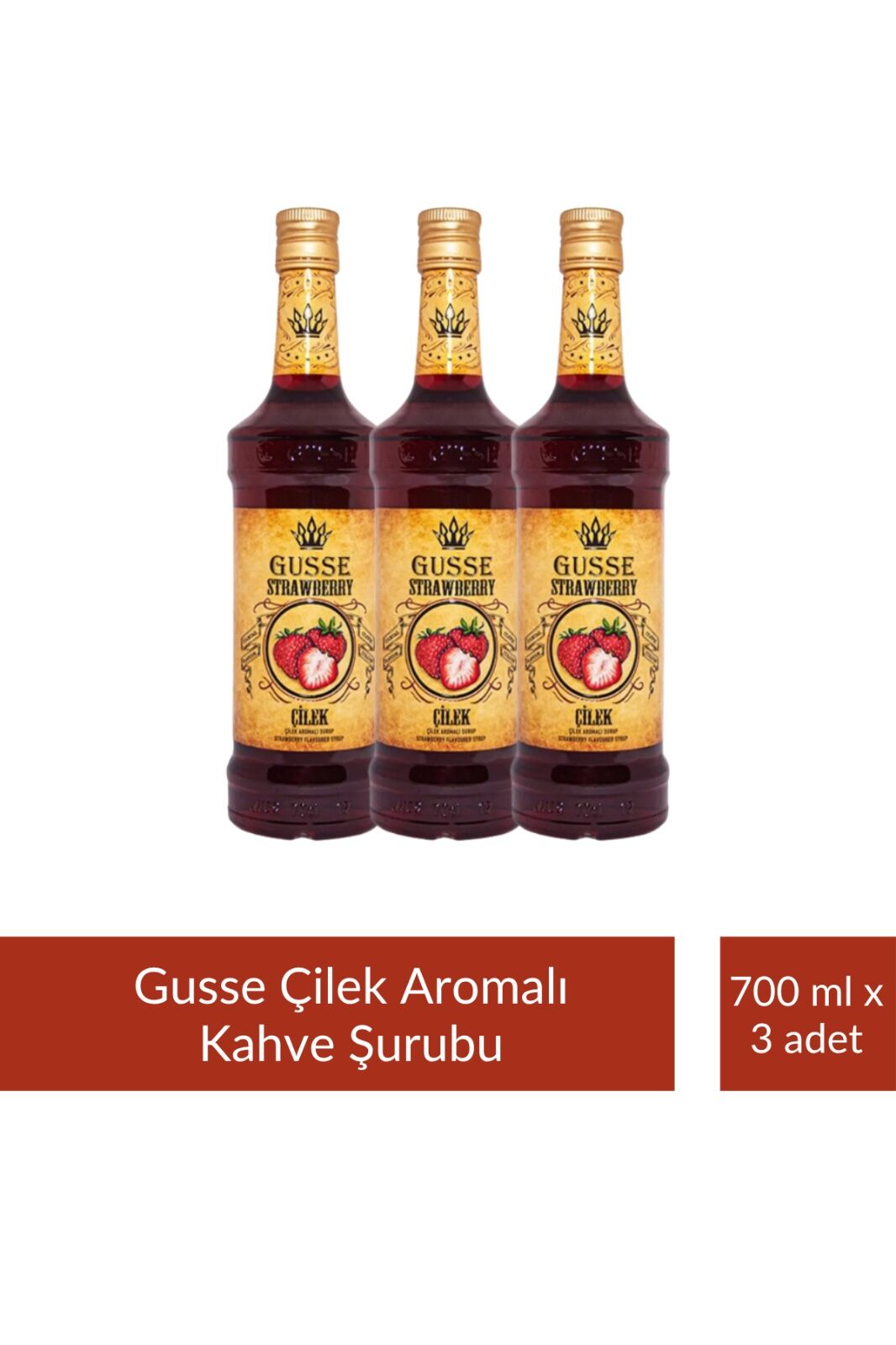 Gusse Çilek Strawberry Aromalı Kokteyl Şurubu 700 ml x 3 Adet