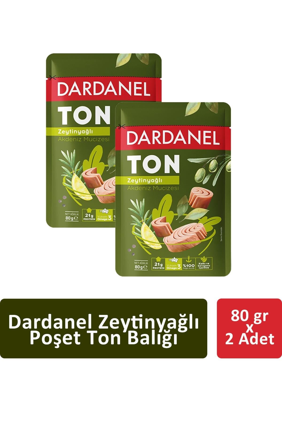 Dardanel Poşet Zeytinyağlı Ton Balığı 80 gr x 2 Adet