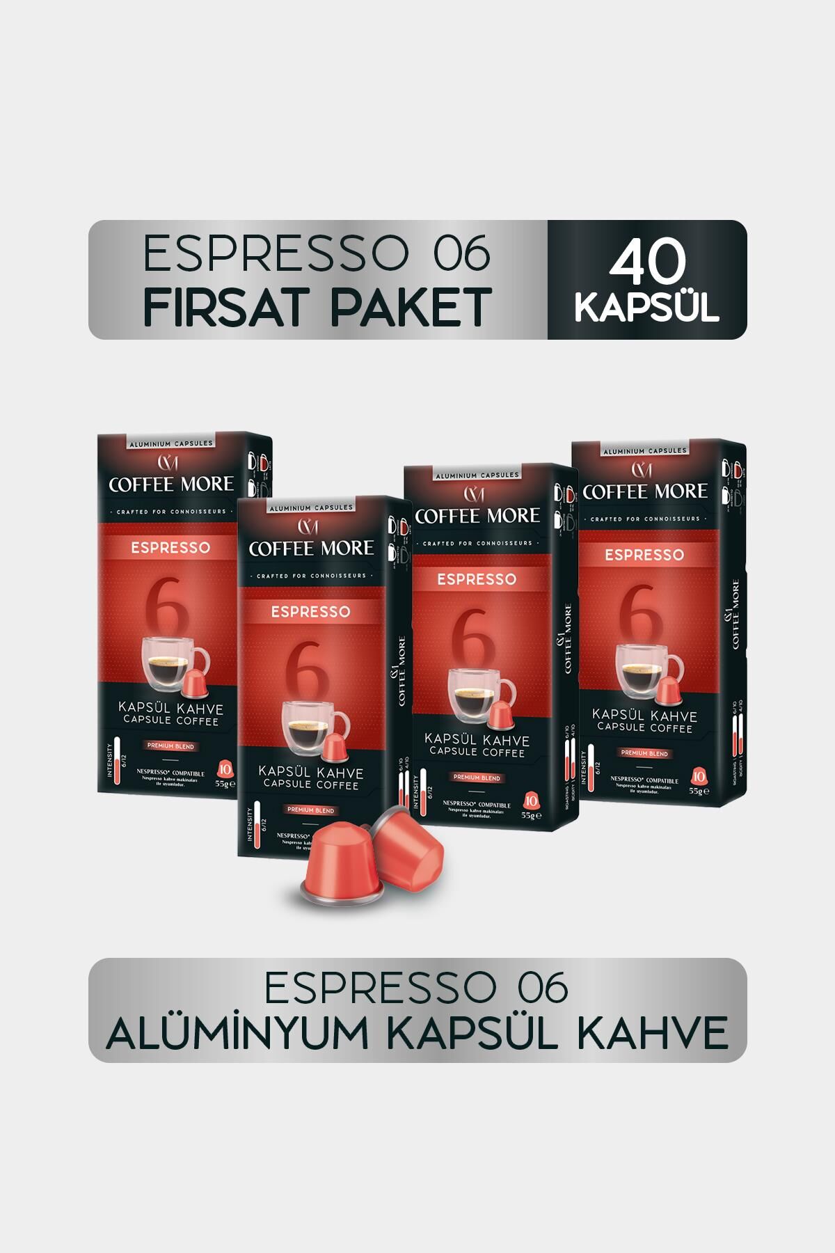6 Espresso Kapsül Kahve 10 x 4 Paket ( 40 Adet ) Nespresso Uyumlu