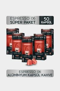 Coffee More 6 Espresso Kapsül Kahve 10 x 5 Paket ( 50 Adet ) Nespresso Uyumlu