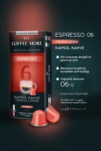 Coffee More 6 Espresso Kapsül Kahve 10 x 5 Paket ( 50 Adet ) Nespresso Uyumlu