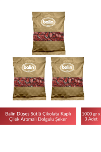 Balin Düşes Çikolata Kaplı Çilek Aromalı Sert Şeker 1000 gr x 3 Adet