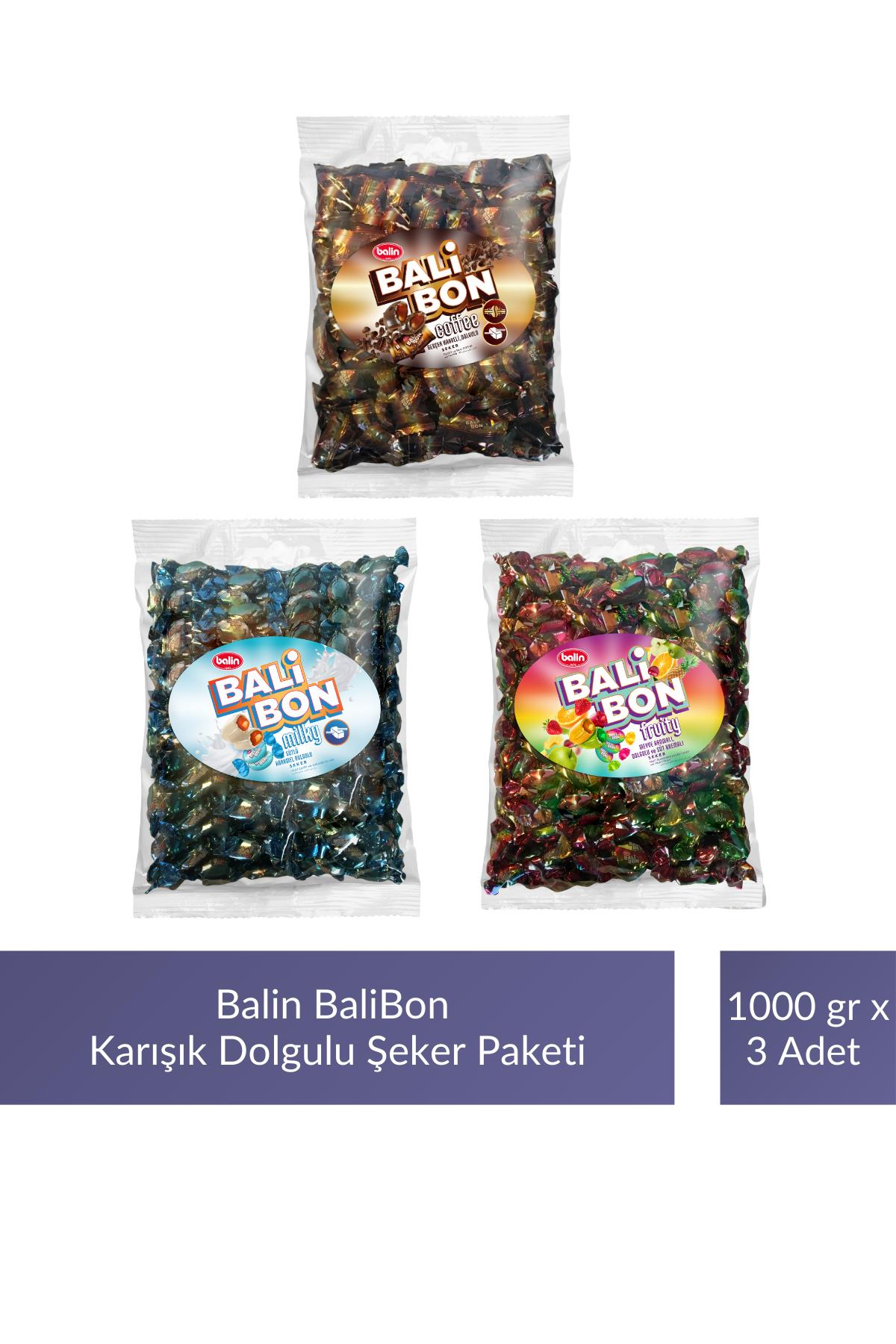 Balin Balibon Karışık Dolgulu Şeker Paketi 1000 gr x 3 Adet