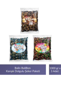 Balin Balibon Karışık Dolgulu Şeker Paketi 1000 gr x 3 Adet