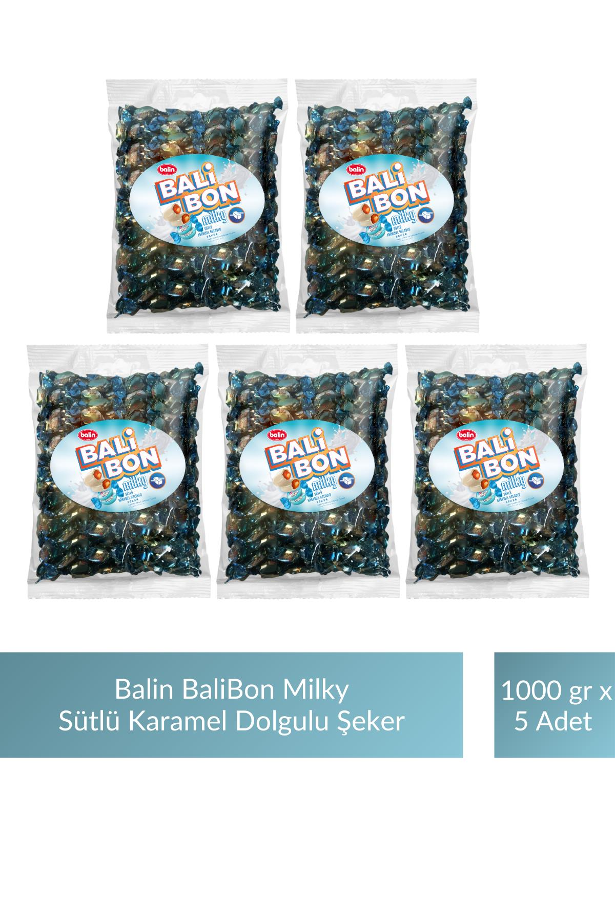 Balin Balibon Milky Sütlü Karamel Dolgulu Şeker 1000 gr x 5 Adet