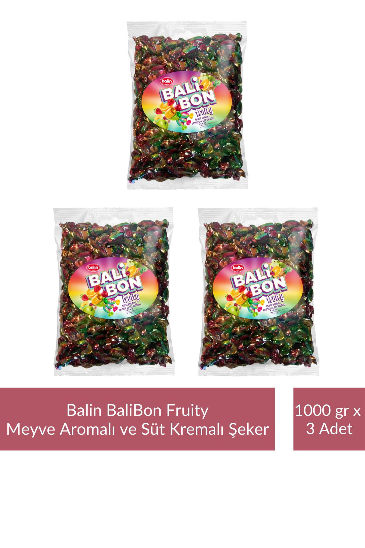 Balin Balibon Fruity Meyve Aromalı Dolgulu Şeker 1000 gr x 3 Adet