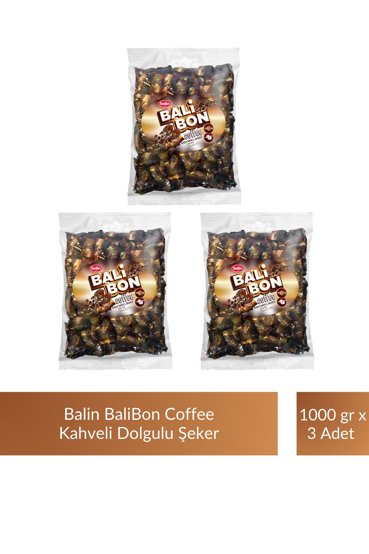 Balin Balibon Coffee Kahveli Dolgulu Şeker 1000 gr x 3 Adet