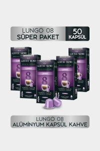 Coffee More 8 Lungo Kapsül Kahve 10 x 5 Paket ( 50 Adet ) Nespresso Uyumlu