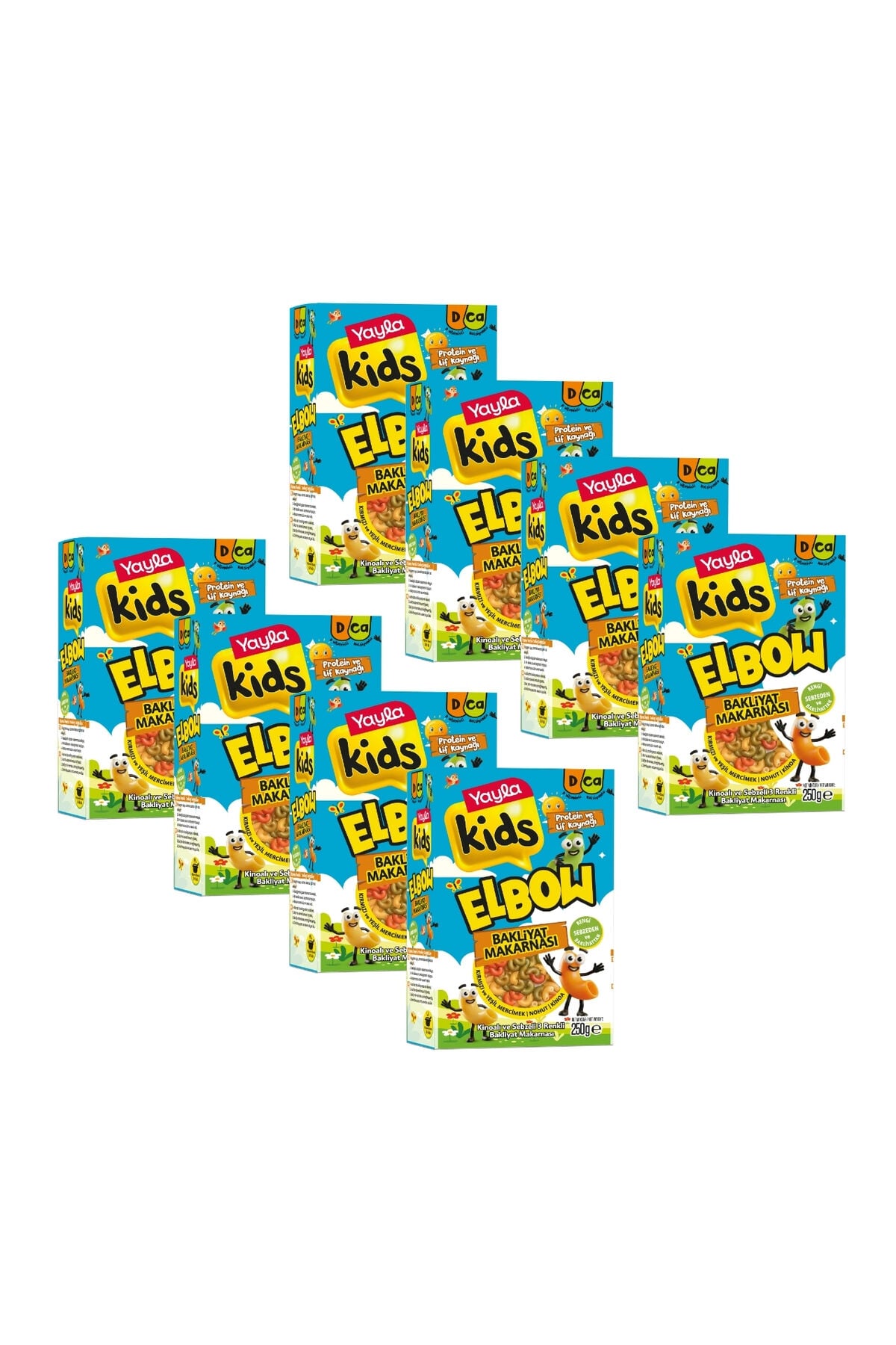 Yayla Kids Kinoalı Sebzeli 3 Renkli Elbow Bakliyat Makarnası 250 g x8