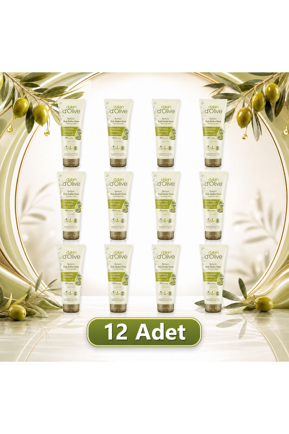 Dalan %100 Doğal Zeytinyağlı Tüp Krem 250 ml - 12 Adet