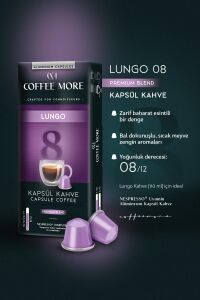 Coffee More 8 Lungo Kapsül Kahve 10 x 10 Paket ( 100 Adet ) Nespresso Uyumlu