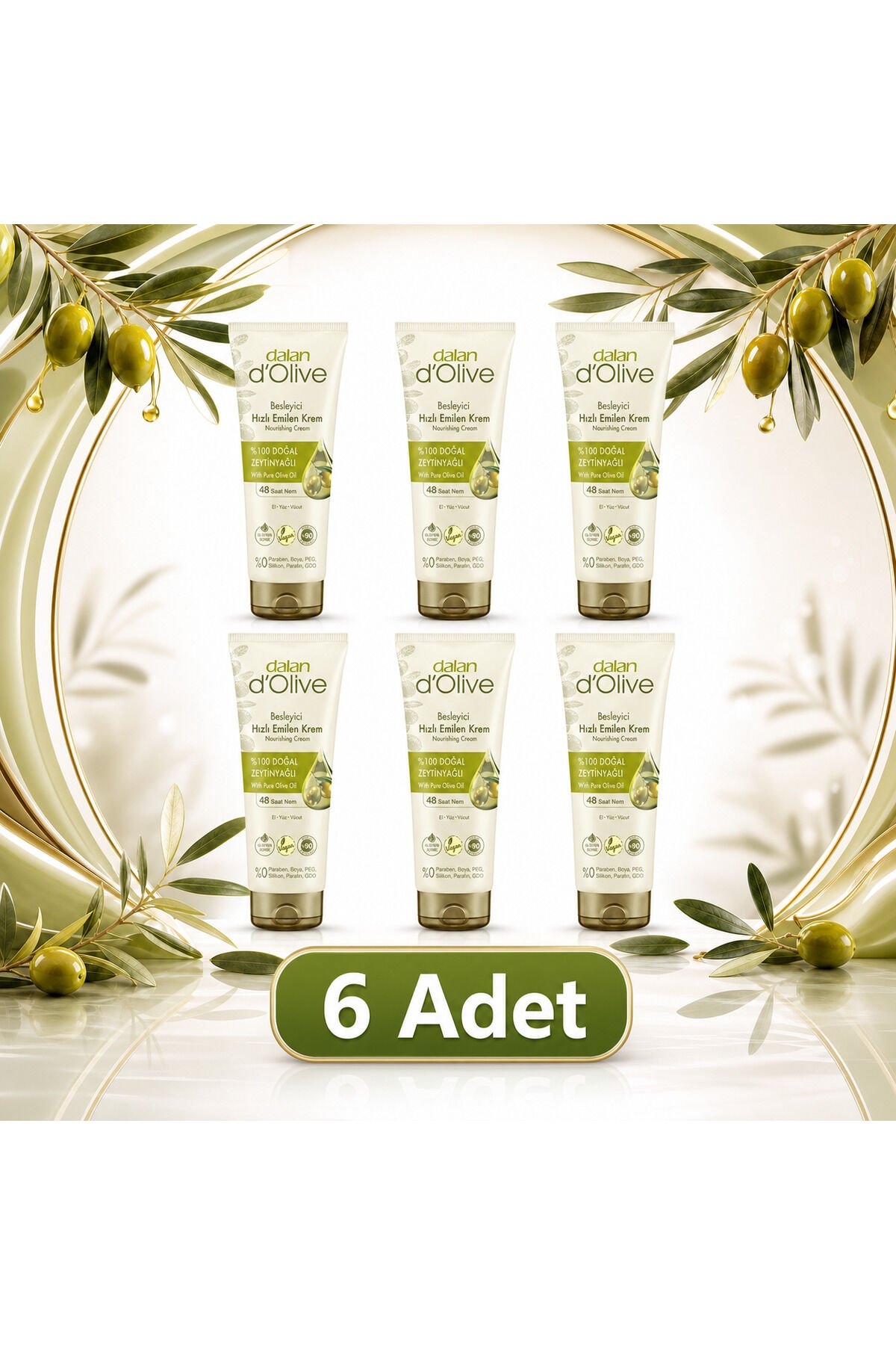 Dalan %100 Doğal Zeytinyağlı Tüp Krem 250 ml - 6 Adet