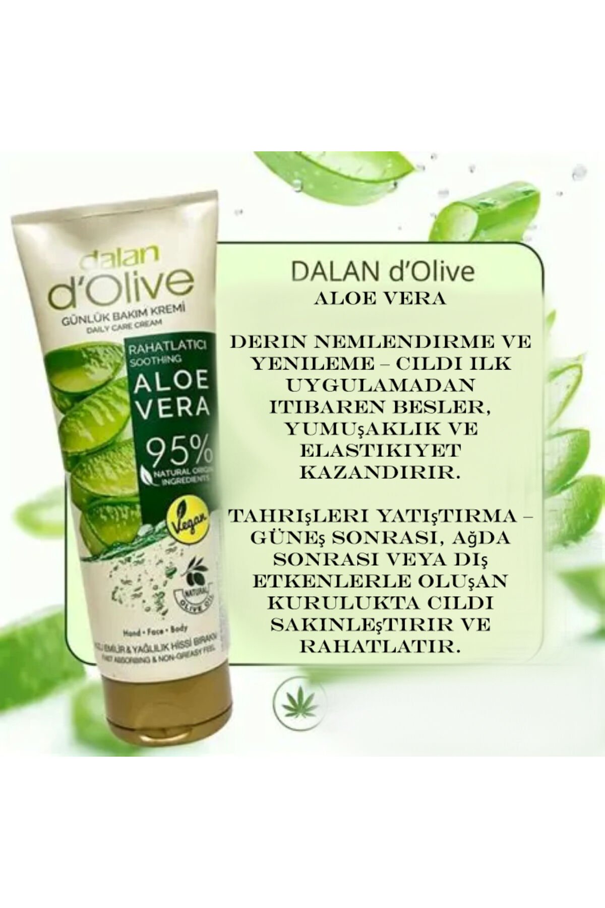 d`Olive 250Ml Tüp Krem Organik Aloea Vera Yağlı