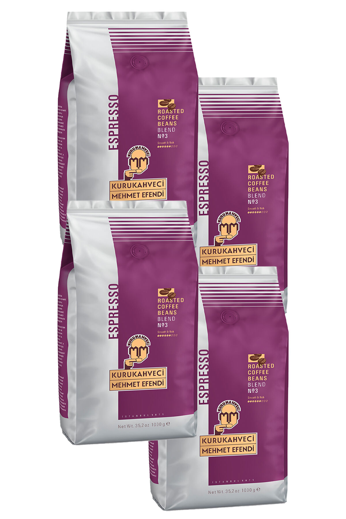 Mehmet Efendi Roastedblend No 3 Çekirdek Kahve 1 kg x 4 Adet