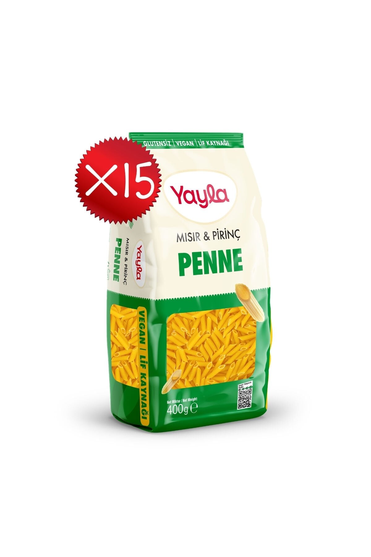 Yayla Mısır ve Pirinç Penne Makarna 400 g x15