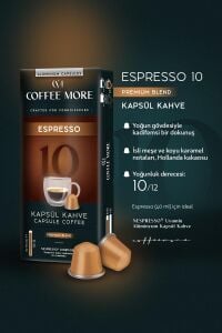 Coffee More 10 Espresso Kapsül Kahve 10 x 10 Paket ( 100 Adet ) Nespresso Uyumlu