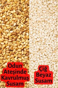 Odun Ateşinde Kavrulmuş Susam 500g + Kavrulmamış Beyaz Çiğ Susam 500g