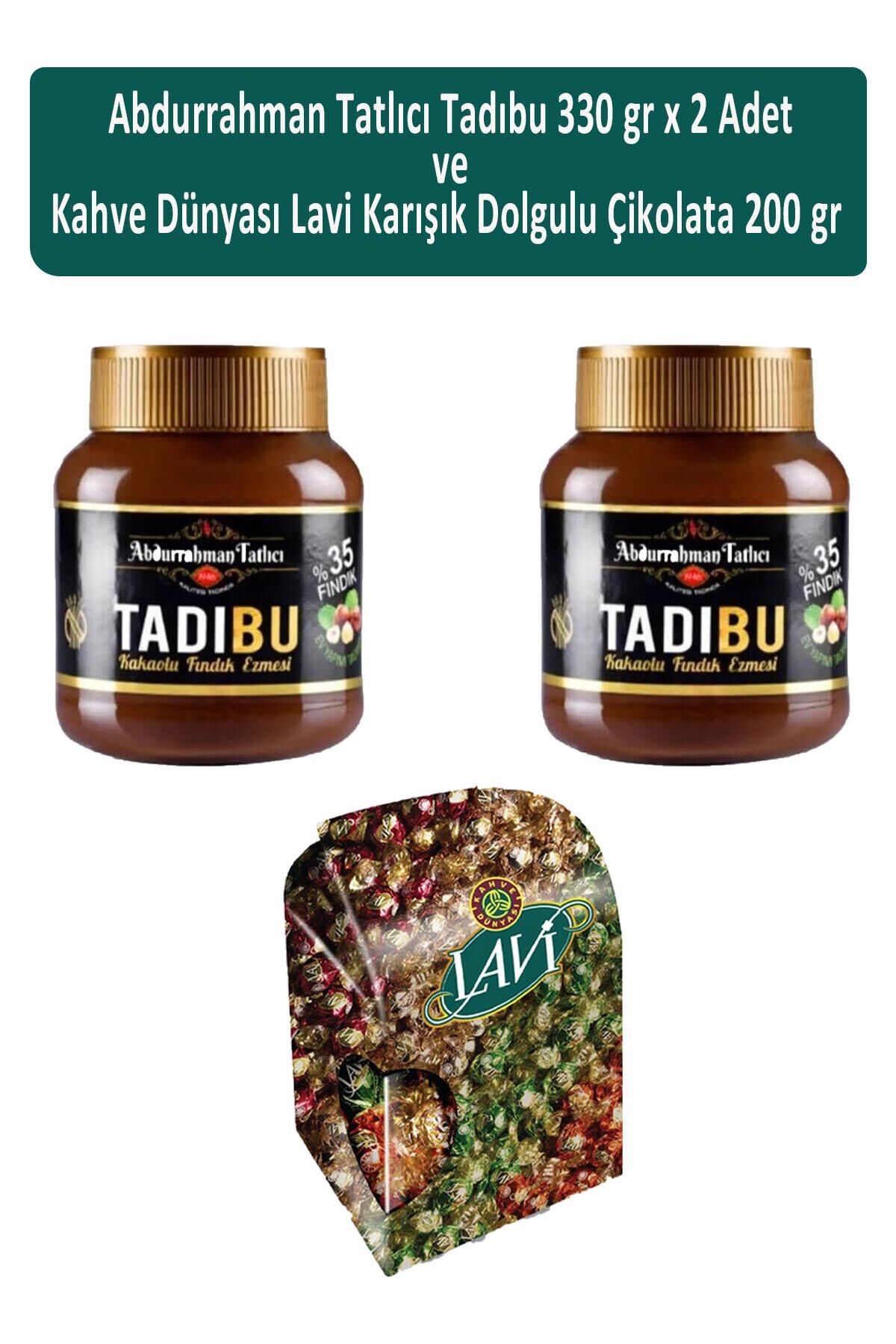 Abdurrahman Tatlıcı Tadıbu 330 gr x 2 Adet ve Kahve Dünyası Lavi Dolgulu Çikolata 200 gr