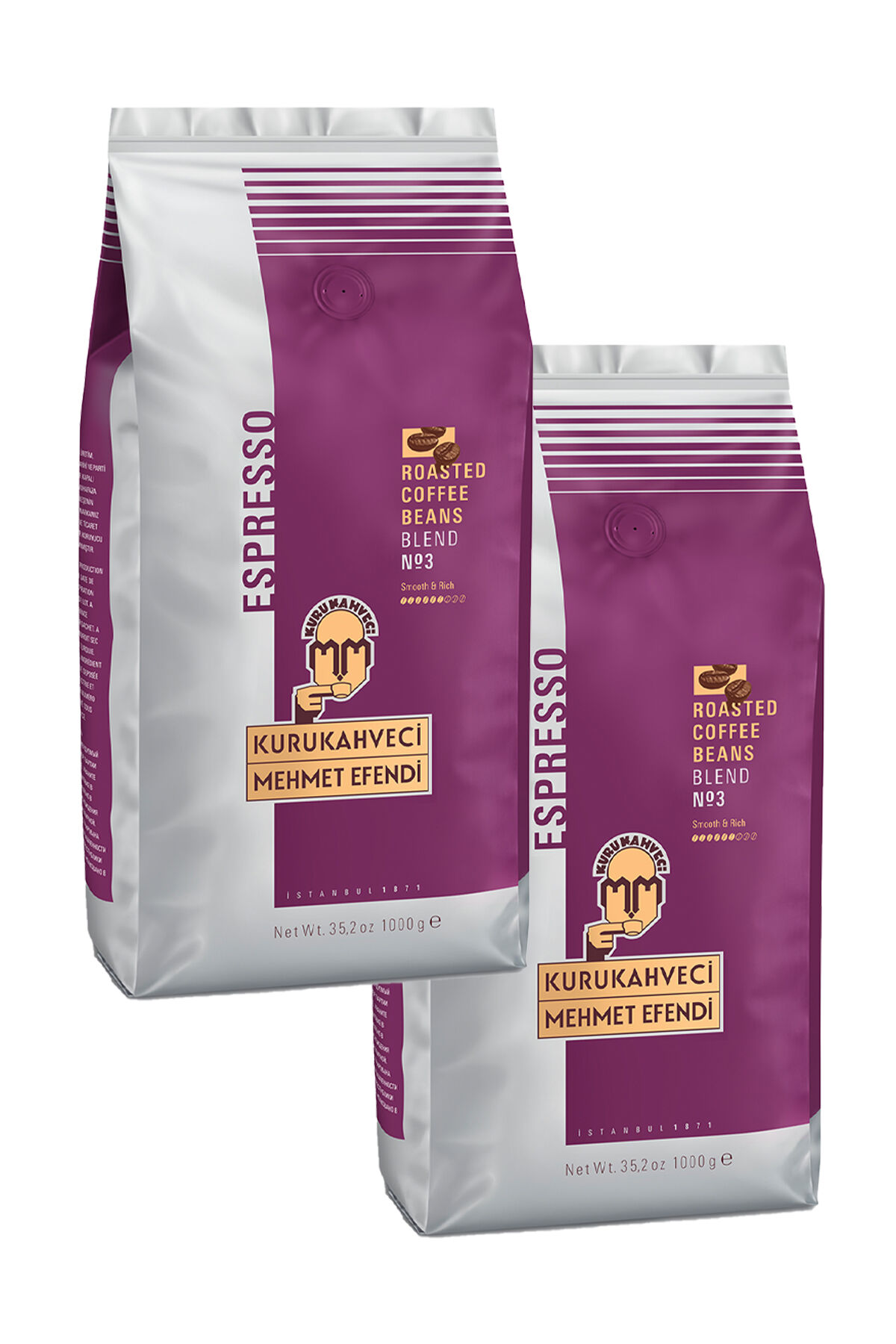 Mehmet Efendi Roastedblend No 3 Çekirdek Kahve 1 kg x 2 Adet