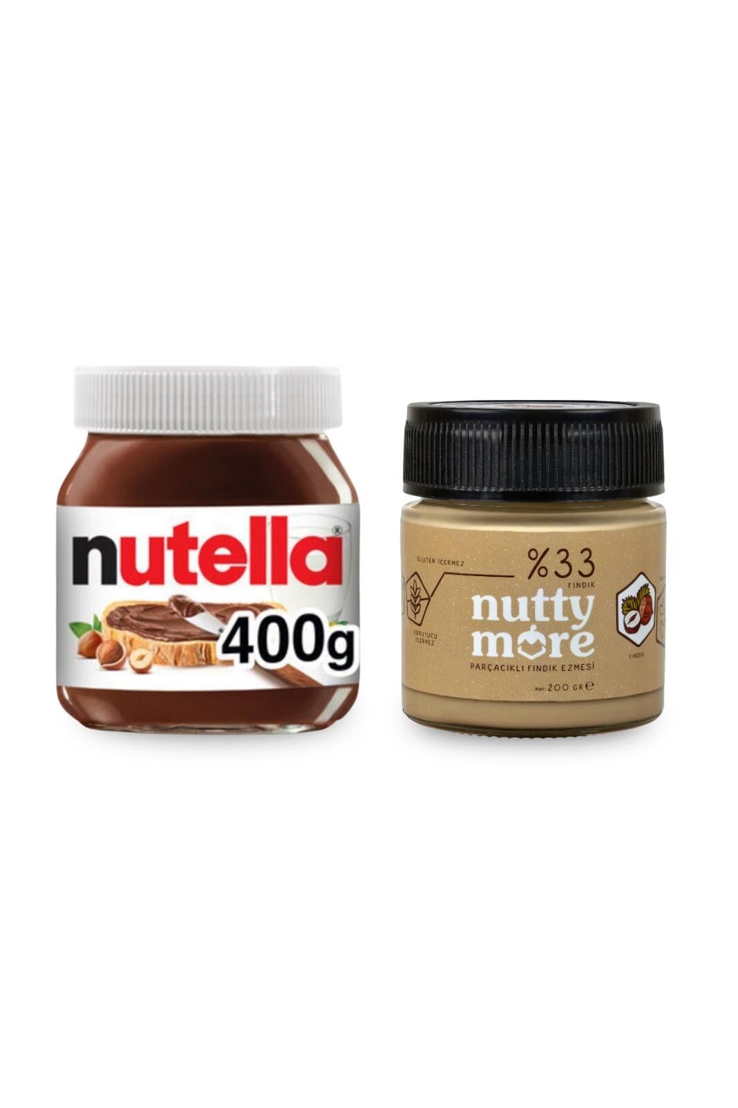 Nutella 400 gr & Nutty More %33 Fındık Parçacıklı Fındık Ezmesi 200 gr