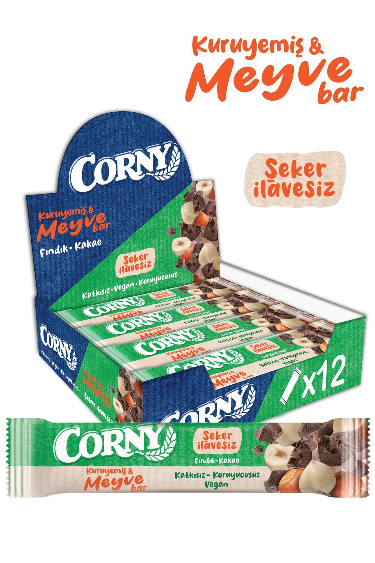 Corny Fındık Kakao Meyve Bar - 12 Adet