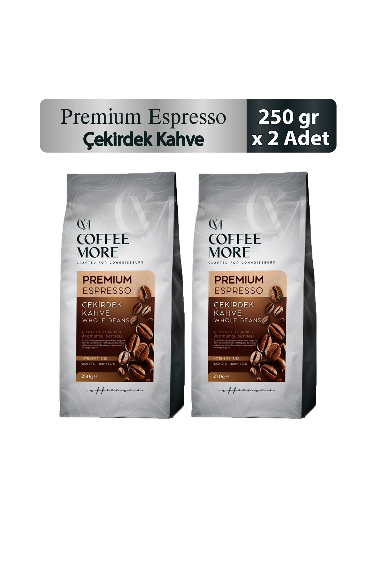 Coffee More Premium Espresso Çekirdek Kahve 250 gr x 2 Adet