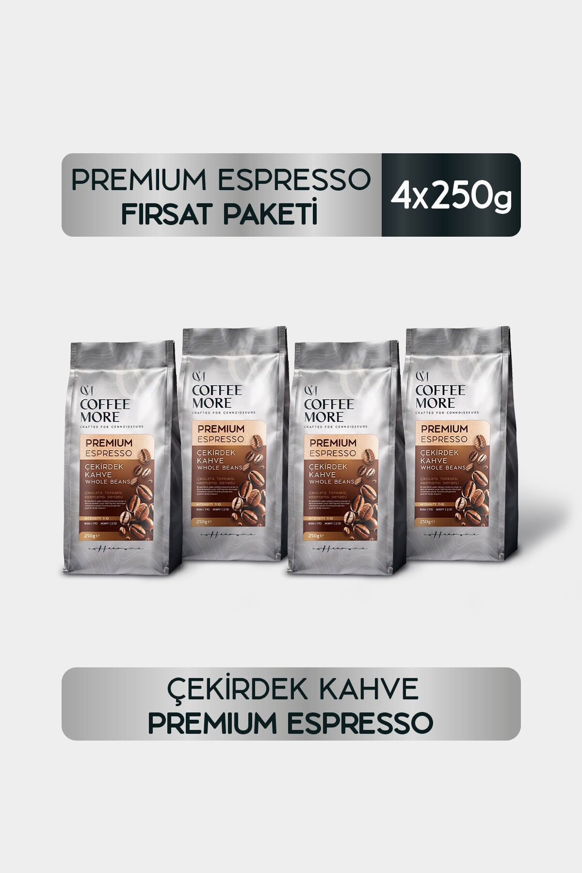 Coffee More Premium Espresso Çekirdek Kahve 250 gr x 4 Adet